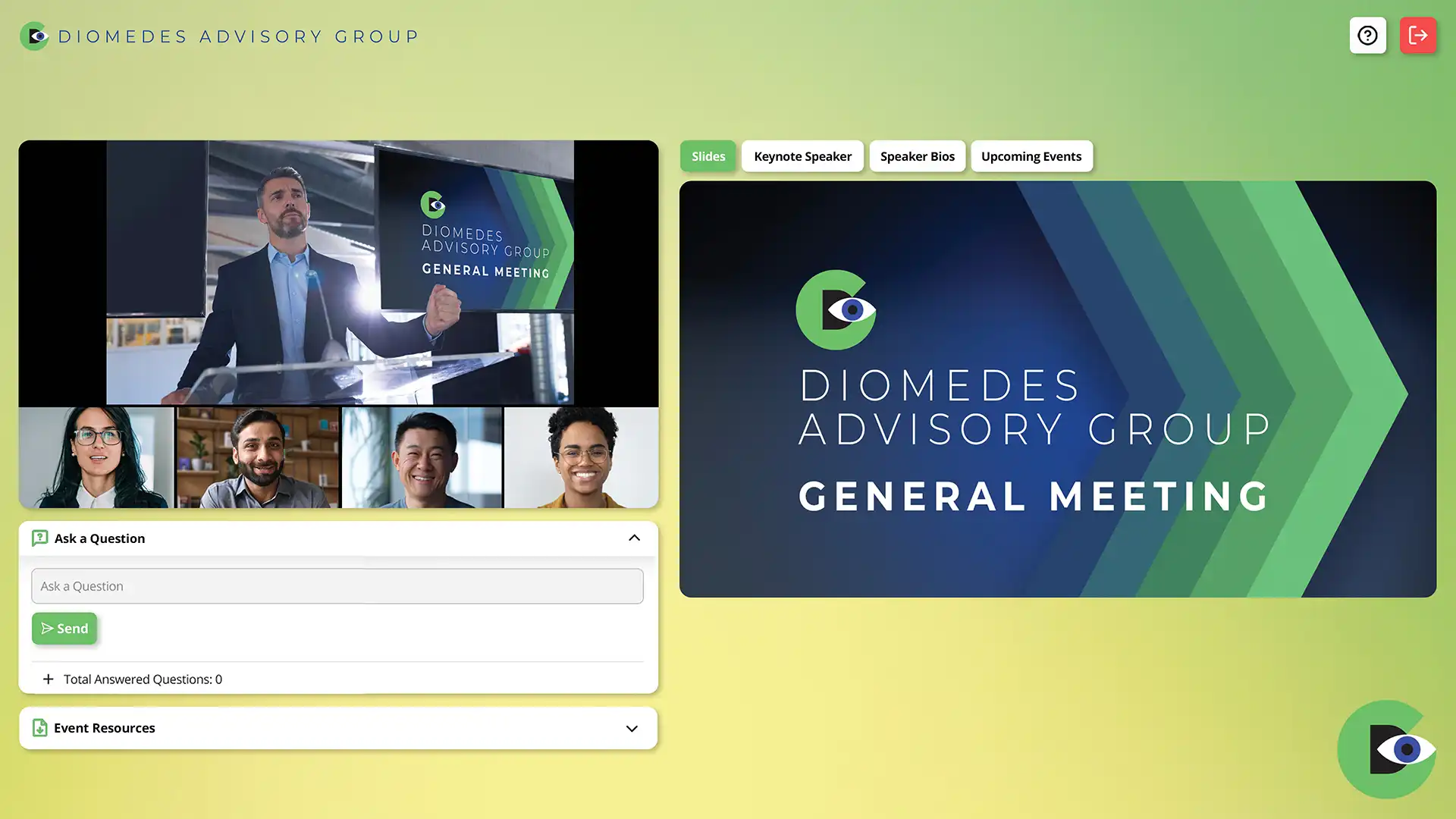 image of Diomedes using GlobalMeet's live webcasting solution
