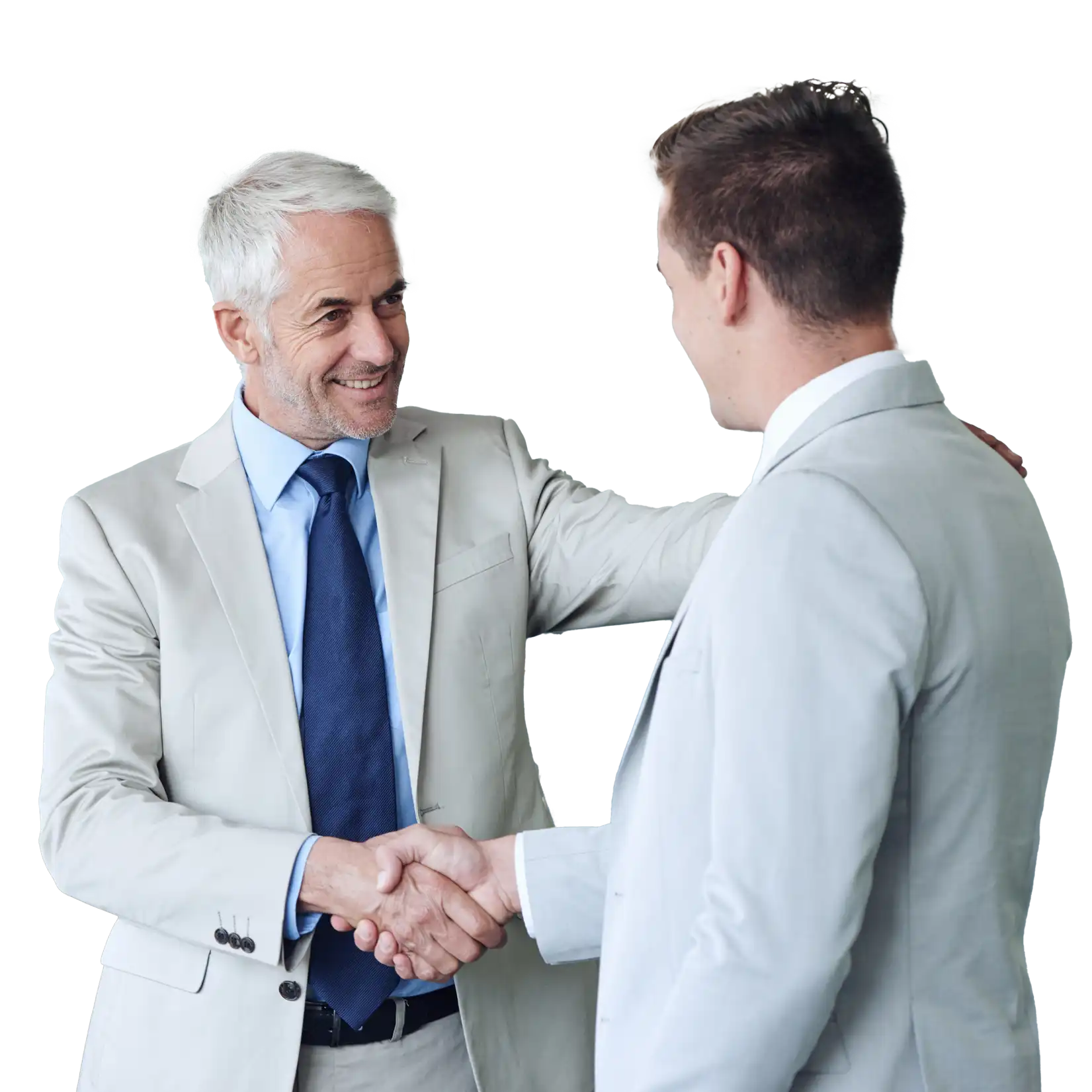 two businessmen shaking hands, impressed by globameet's business continuity solution